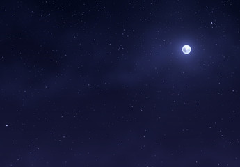 Wall Mural - light night sky with a bright moon. space stars background.