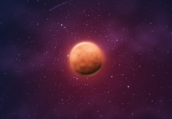 Wall Mural - planet mars on background of space with bright stars.