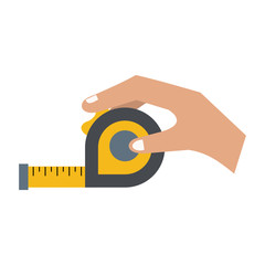 Hand holding measure tape icon vector illustration graphic design