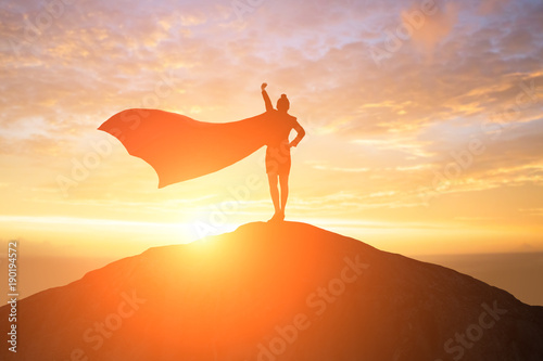 super business woman on mountain