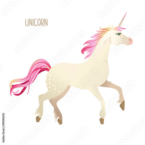 Cuadros en Lienzo Beautiful watercolor unicorns set in pink and purple colors