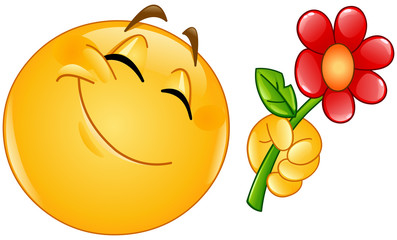 Poster - emoticon giving flower