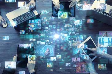 social media concept. social networking service. video hosting website. streaming video.
