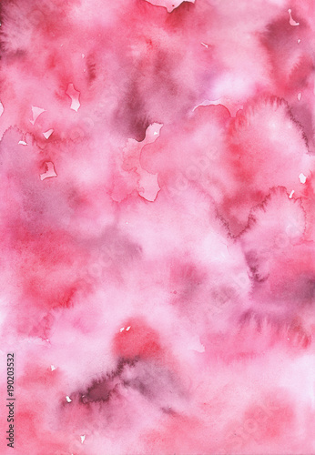 Fotografie, Obraz Watercolor abstract painting in pink, red colors.