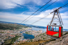 Ulriken Cable Railway In Bergen, Norway. Gorgeous Views From The Top Of The Hill.