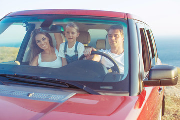 The family travels by car 
