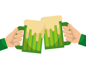 Canvas Print - hands holding green beer mug foam vector illustration