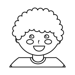 Sticker - happy cute boy face young character vector illustration outline design