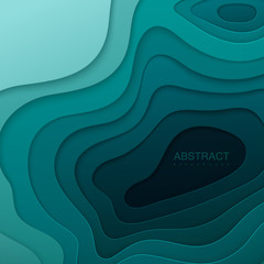 Poster - Abstract colorful background with paper curved relief layers.