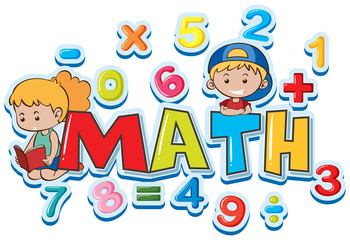 Font design for word math with many numbers and kids