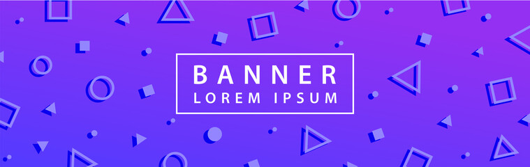 Poster - Memphis Banners with abstract shapes, 80s 90s geometric style flat and 3d design elements. Retro art for banners, flyers, placards and posters