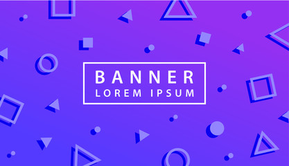 Poster - Memphis Banners with abstract shapes, 80s 90s geometric style flat and 3d design elements. Retro art for banners, flyers, placards and posters