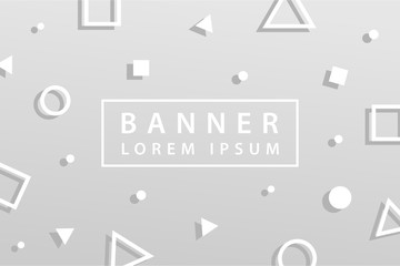 Poster - Memphis Banners with abstract shapes, 80s 90s geometric style flat and 3d design elements. Retro art for banners, flyers, placards and posters