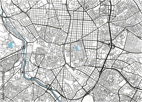 Fotomural Black and white vector city map of Madrid with well organized separated layers