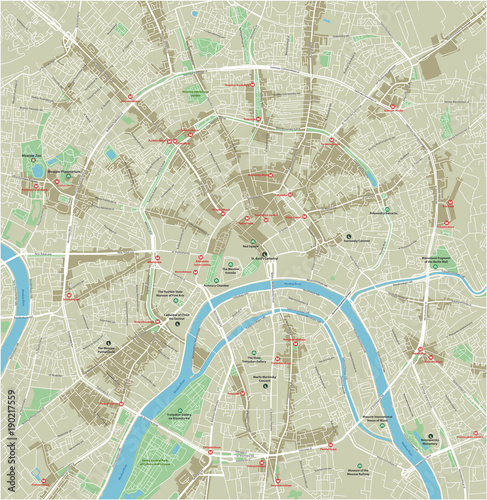 Fotografía Vector city map of Moscow with well organized separated layers.