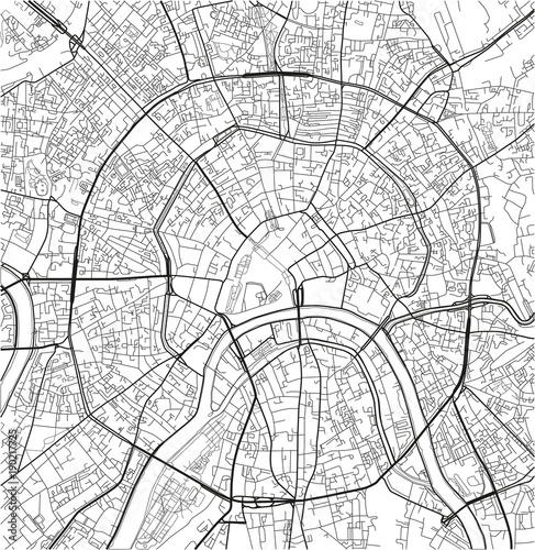 Fotografía Black and white vector city map of Moscow with well organized separated layers