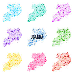 Vector dotted colourful map of Uganda.