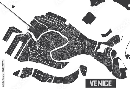 Cuadros en Lienzo Minimalistic Venice city map poster design.
