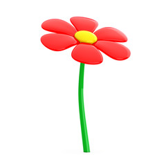 Aufkleber - Beautiful Red Cartoon Flower. 3d Rendering