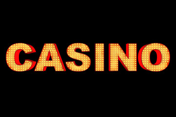 Poster - Casino Sign Made with Light Bulbs. 3d Rendering