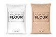 Paper Bags of Whole Wheat Organic Flour. 3d Rendering