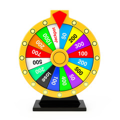 Poster - Luck and Fortune Concept. Spinning Colorful Fortune Wheel. 3d Rendering