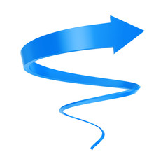 Poster - blue spiral arrow twist up to success. 3d rendering