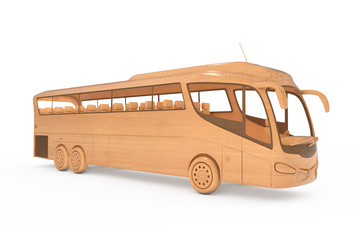 Poster - Abstract Wooden Toy Coach Tour Bus. 3d Rendering