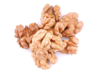 walnuts on white background