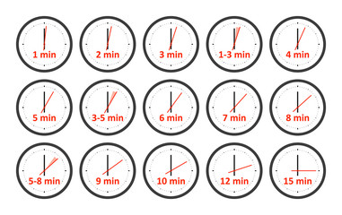 a set of clocks showing short time measurement