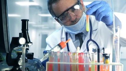 doctor doing experiment in hospital laboratory