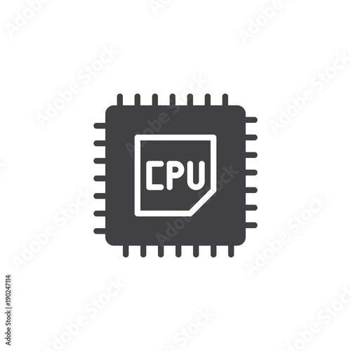 CPU processor icon vector, filled flat sign, solid pictogram isolated