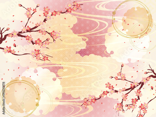 桜と金の和柄の背景素材 Wall Mural Wallpaper Murals Risings 桜と金の和柄の背景素材 Wall Mural Wallpaper Murals Risings