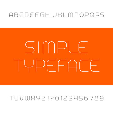 Simple alphabet font. Type letters and numbers in outline style. Stock vector typeface for your headers or any typography design.