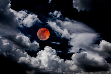 Wall Mural - blood moon red eclipse black sky lunar full space background