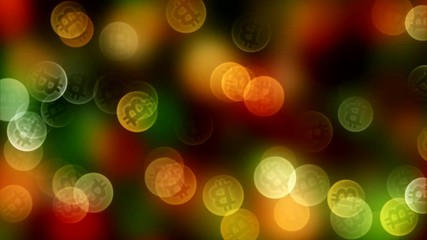 Wall Mural - background bokeh of coins bitcoin in gold color. 3d rendering
