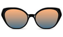 Sunglasses With Blue Lens And Black Plastic Frame