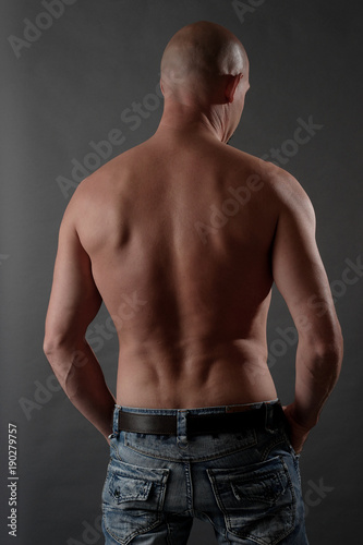Homme En Jean Dos Nu Stock Photo Adobe Stock