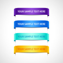 Wall Mural - set of colored banners with text. purple, blue, azure, yellow ribbons, vector illustration