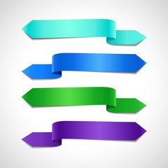 Wall Mural - set of colored decorative ribbons. azure, blue and green, purple banners, vector illustration