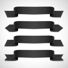Wall Mural - set of decorative banners. black ribbons collection, vector illustration