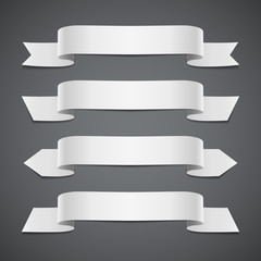 Wall Mural - set of decorative banners. white ribbons on the gray background, vector illustration