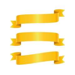 Wall Mural - set of golden ribbon bannes on white background, vector illustration