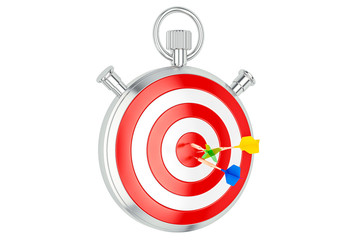 Poster - stopwatch with target, aim and solution concept, 3d rendering