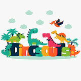 Fototapeta Dinusie - Lovely vector set with funny dinosaurs on white background
