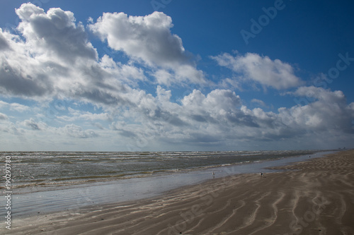 Fotografie, Obraz Sunny day on the beach with white clouds in the sky