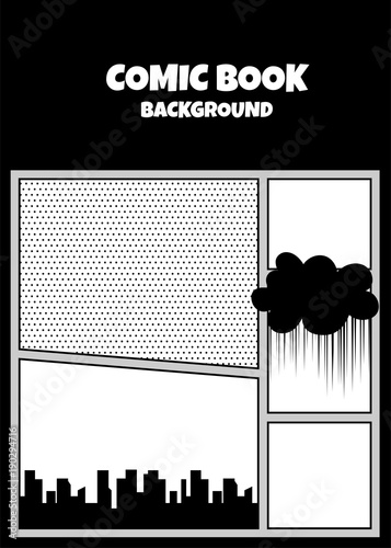 Comics Book Monochrome Template Background Pop Art Black White