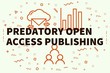 Conceptual business illustration with the words predatory open access publishing