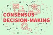 Conceptual business illustration with the words consensus decision-making