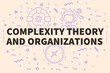 Conceptual business illustration with the words complexity theory and organizations
